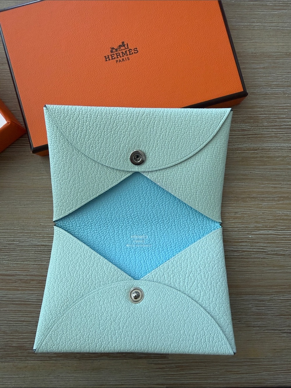 Hermes Calvi Verso Card Holder fizz/bleu zéphyr - Picture 2 of 6